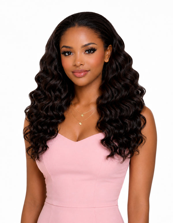 Flawless Remy Half Wig Unit Deep Wave